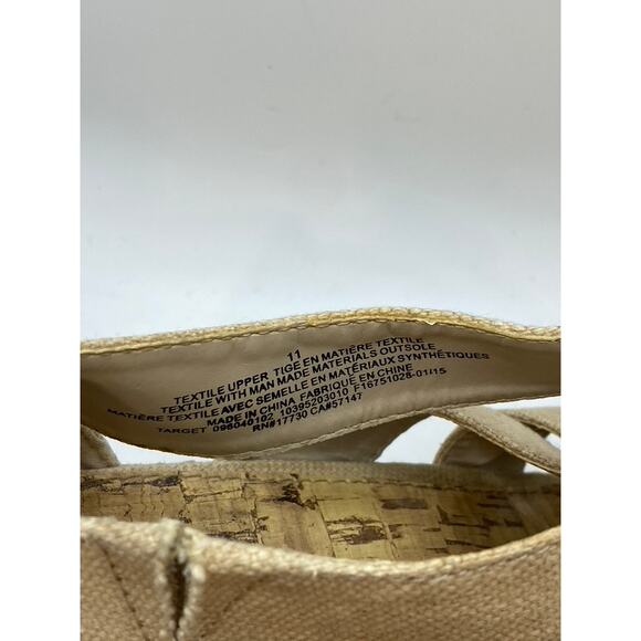 MERONA Women's Tan Alexa Strappy Peep-Toe Cork Wedge Sandals SZ 11 - Picture 7 of 11